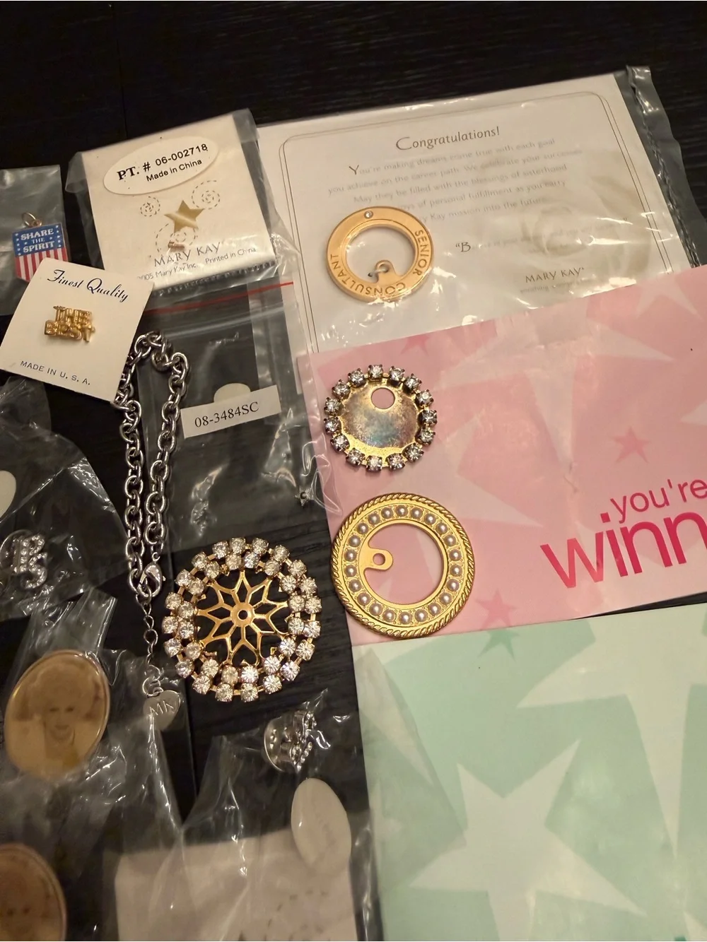 Mary Kay Bundle of Jewelry Pins Pin Enhancers Charms Bookmarks Assorted Lot